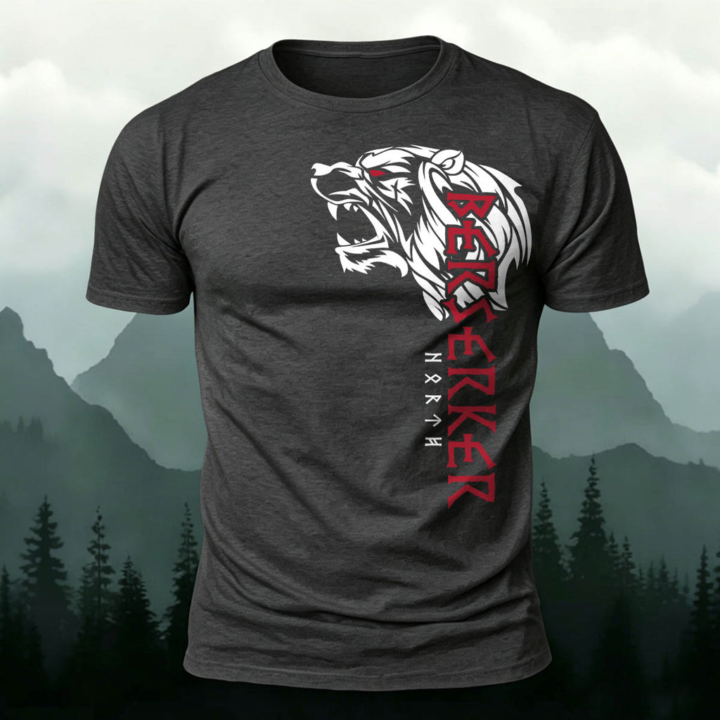 Sublimation Viking Wolf Head Totem Casual T-Shirt