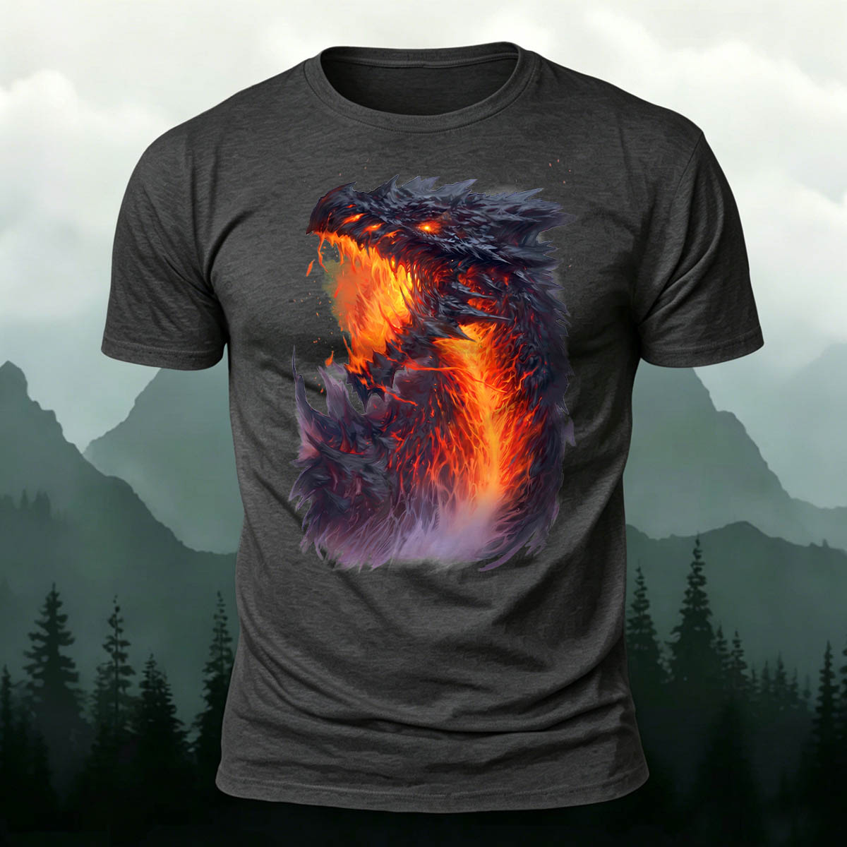 Sublimation Storm Angry Dragon Casual T-Shirt