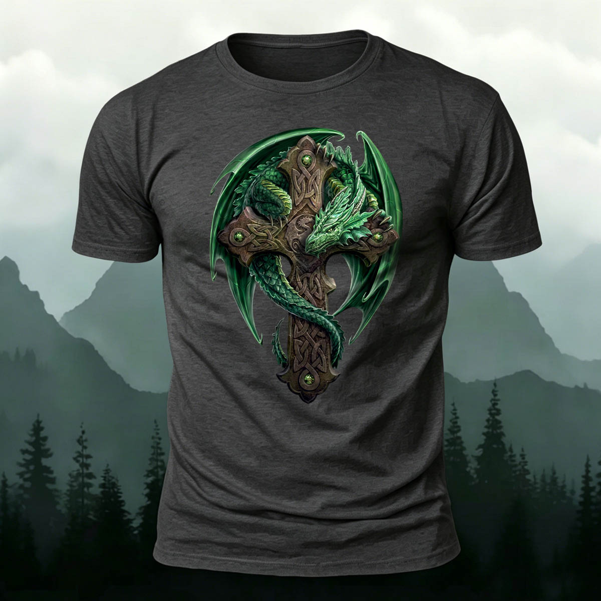 Sublimation Cross Storm Dragon Comfortable Casual T-Shirt