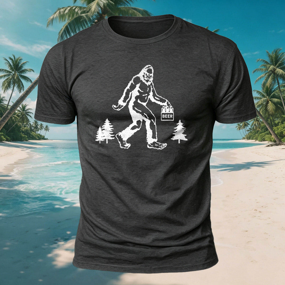Gorilla Carrying Beer Print Casual Breathable Cotton T-Shirt