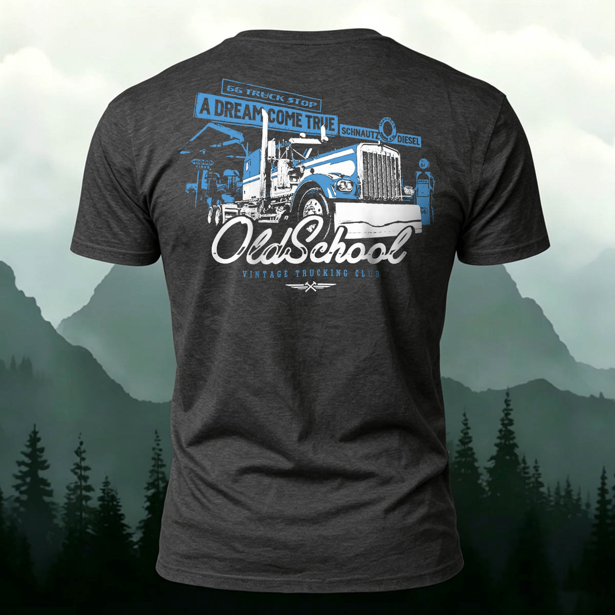 Cotton Truck Pattern Street Trend Casual Tee