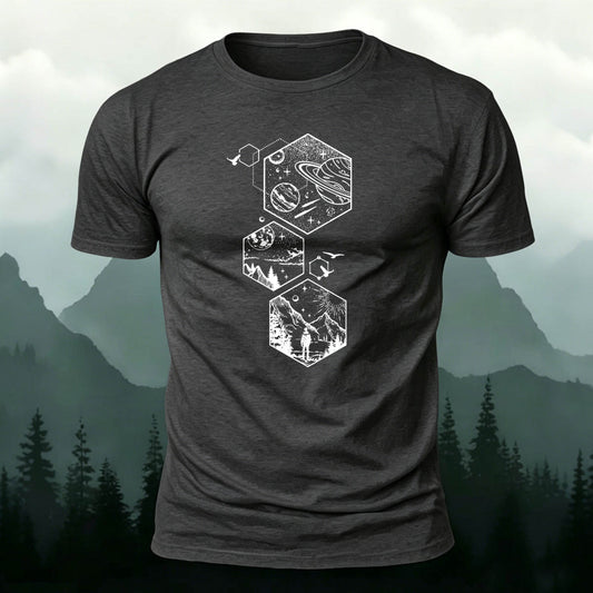 Hiking Geometric Scenery Skin Friendly Casual T-Shirt