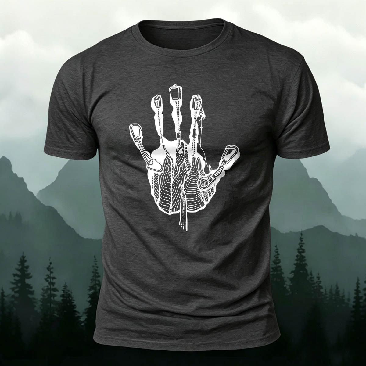 Rock Climbing Handprint Casual 100% Cotton T-Shirt