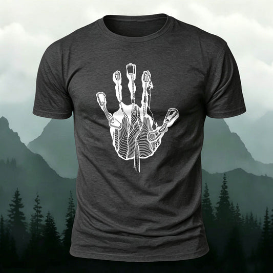 Rock Climbing Handprint Casual 100% Cotton T-Shirt