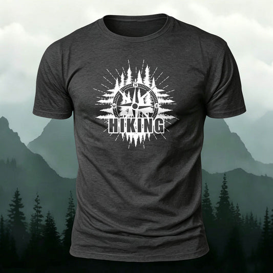 Compass Print Hiking Versatile Cotton T-Shirt