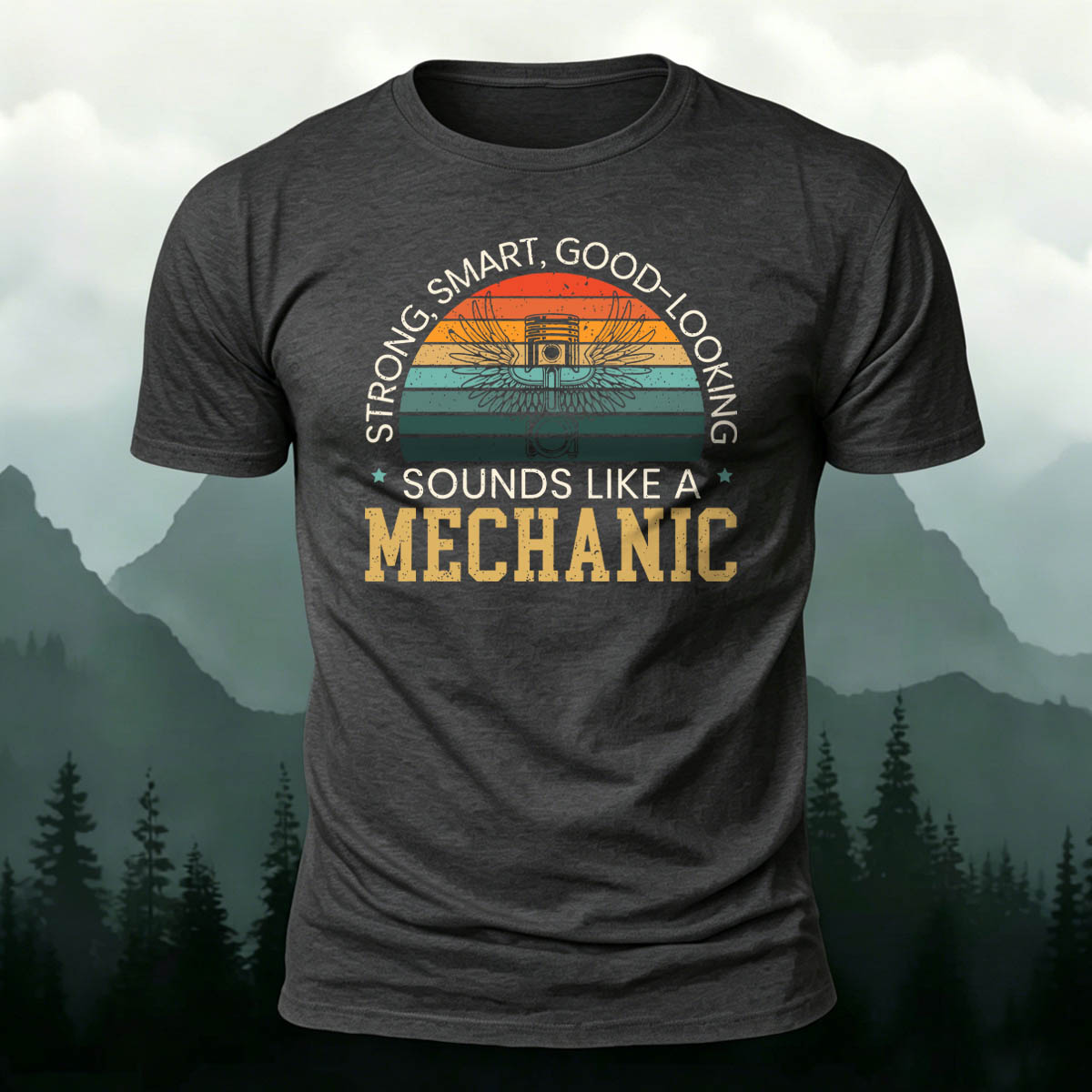 100% Cotton Mechanic-Inspired Graphic Casual Tee