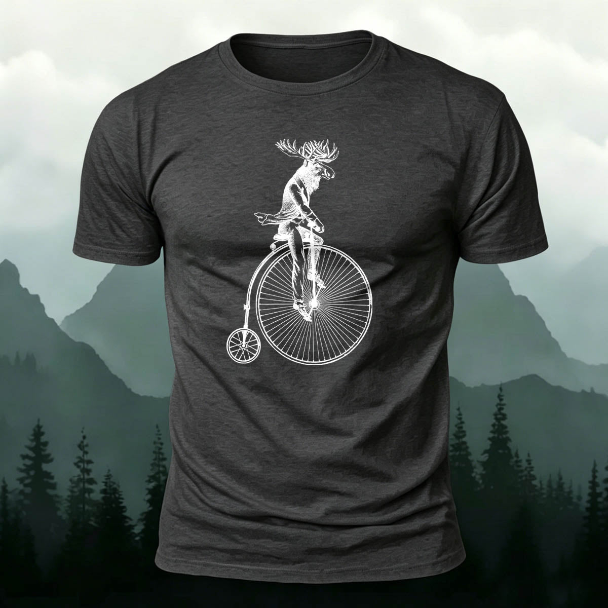 Divine Deer Acrobatic Cycling Print Casual Cotton T-Shirt