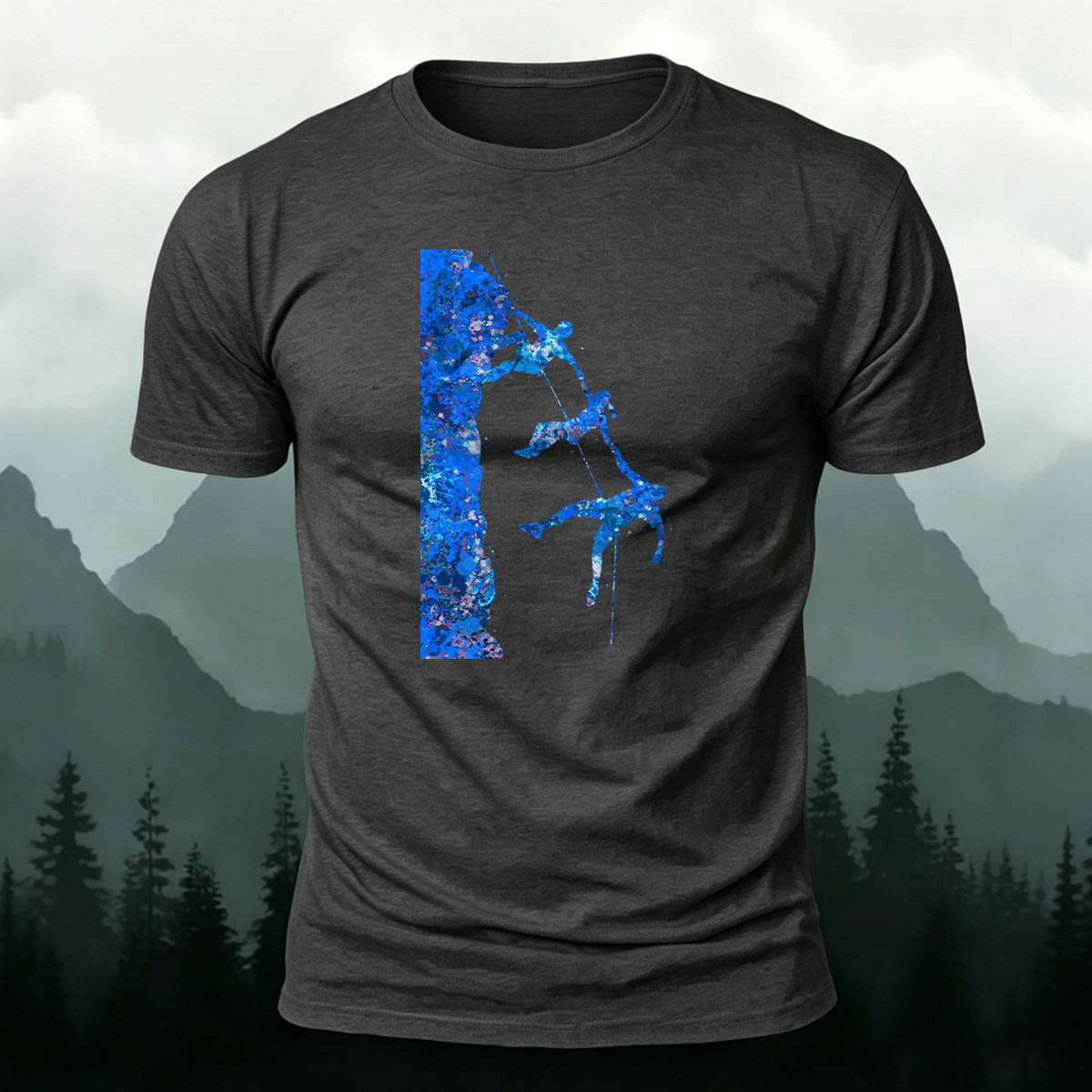 Adventure and Hiking Blue Printed Cotton T-Shirt