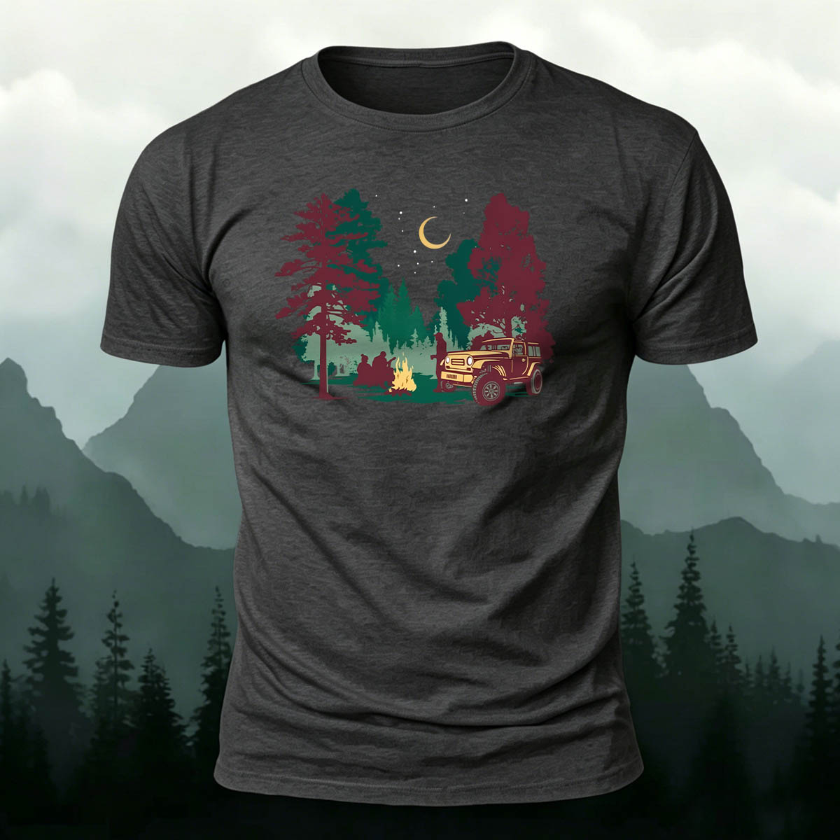 Outdoor Camping Silhouette Soft Breathable Tee