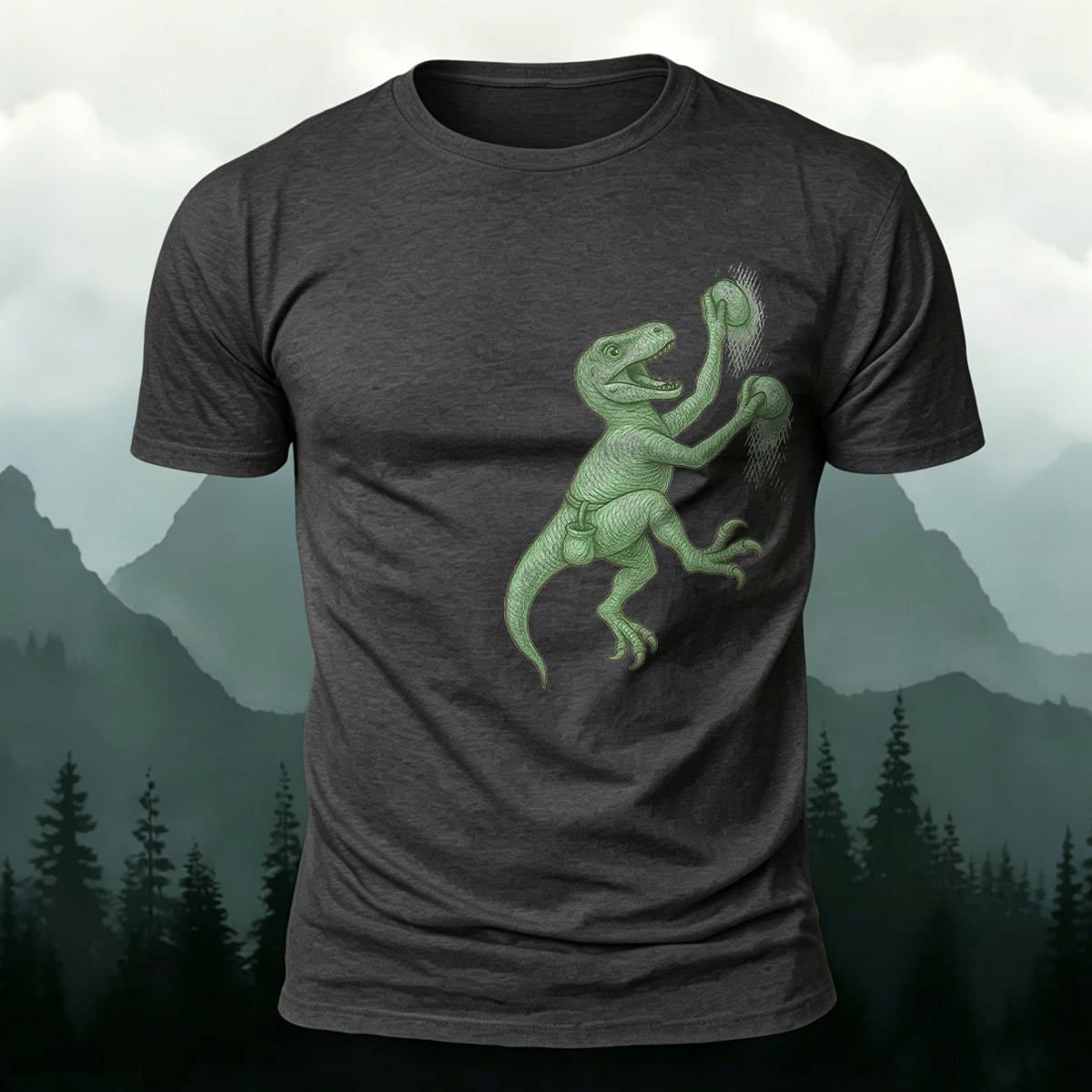 Dinosaur Climbing Fun Print Outdoor Breathable T-Shirt