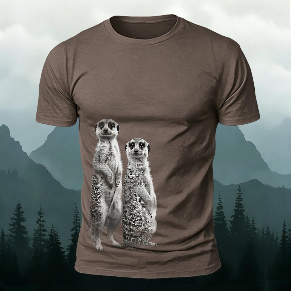 Cute Meerkat Print Cotton Casual T-Shirt