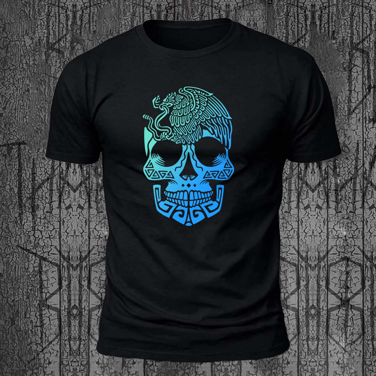 Skull Totem Print Street Fashion 100% Cotton T-Shirt