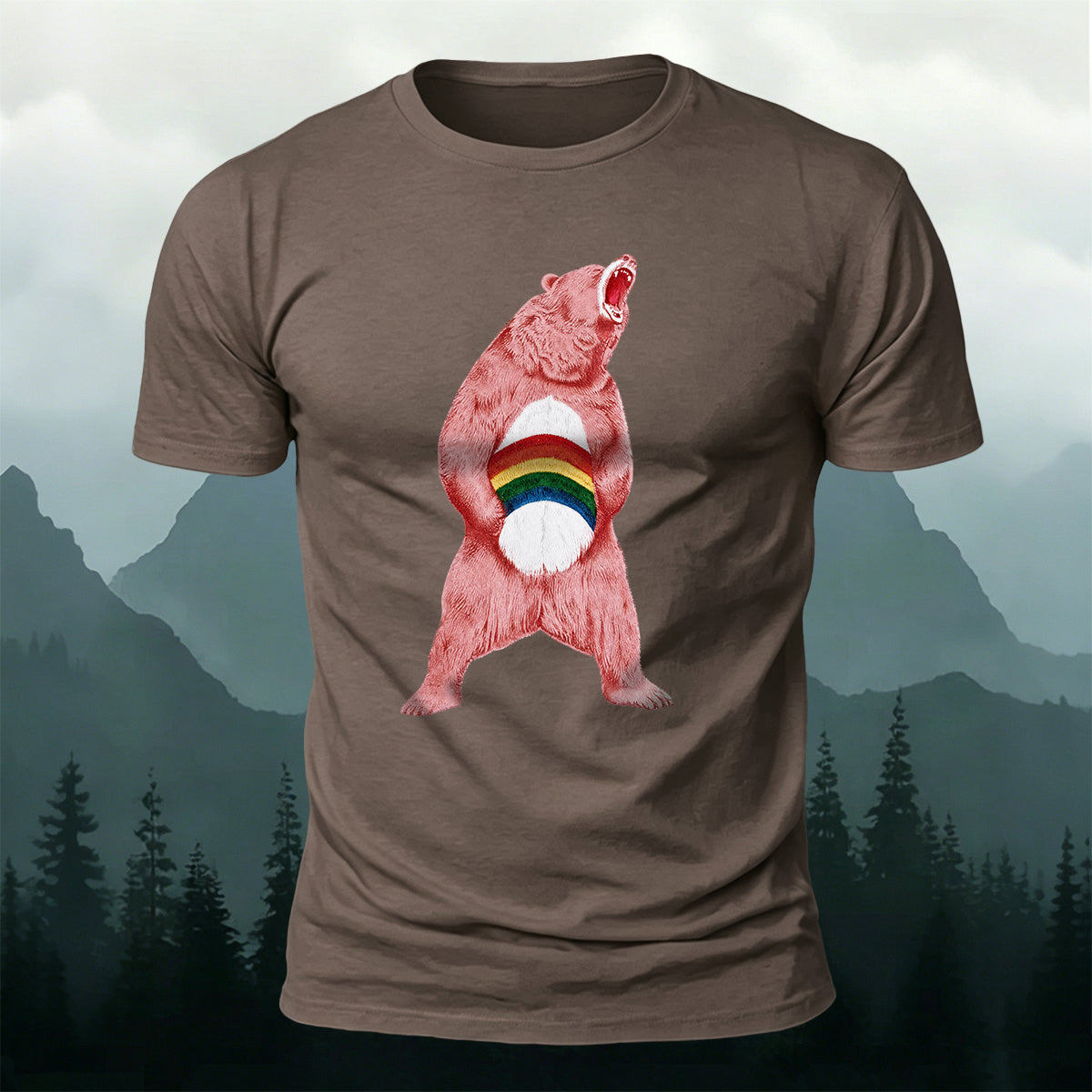 Angry Brown Bear Print Versatile Outdoor T-Shirt