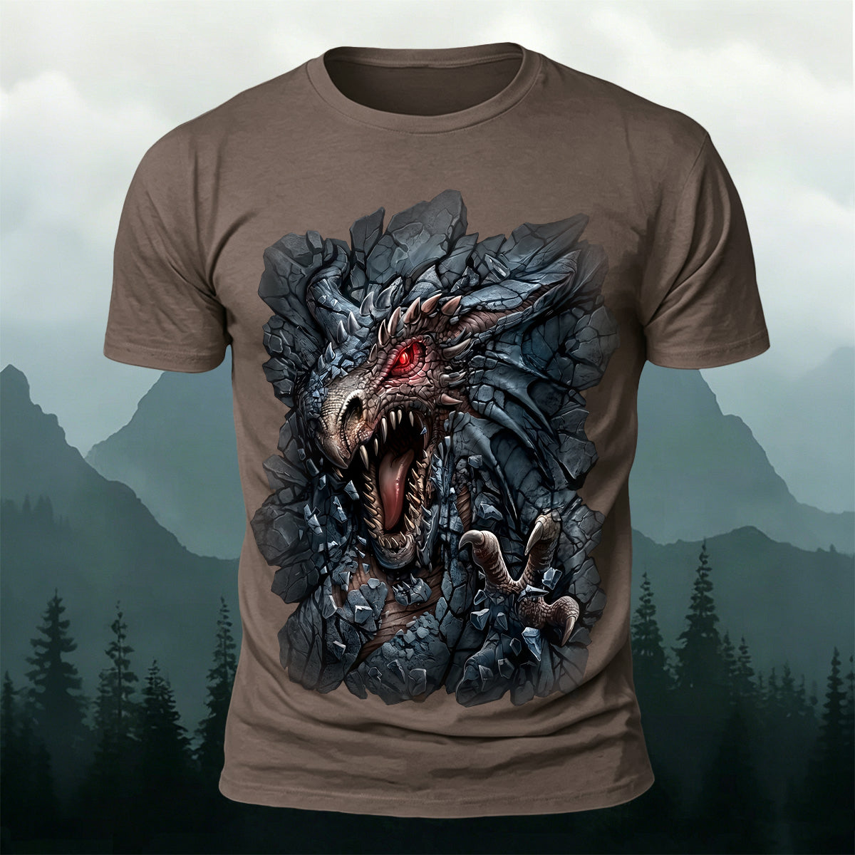Dragon Print Vintage Fantasy Casual T-Shirt