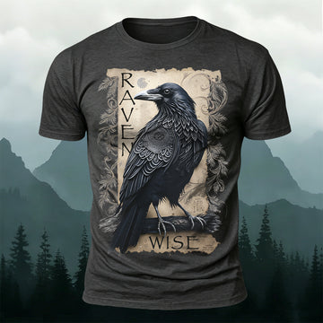 Retro Bird Print Casual Premium Cotton T-Shirt
