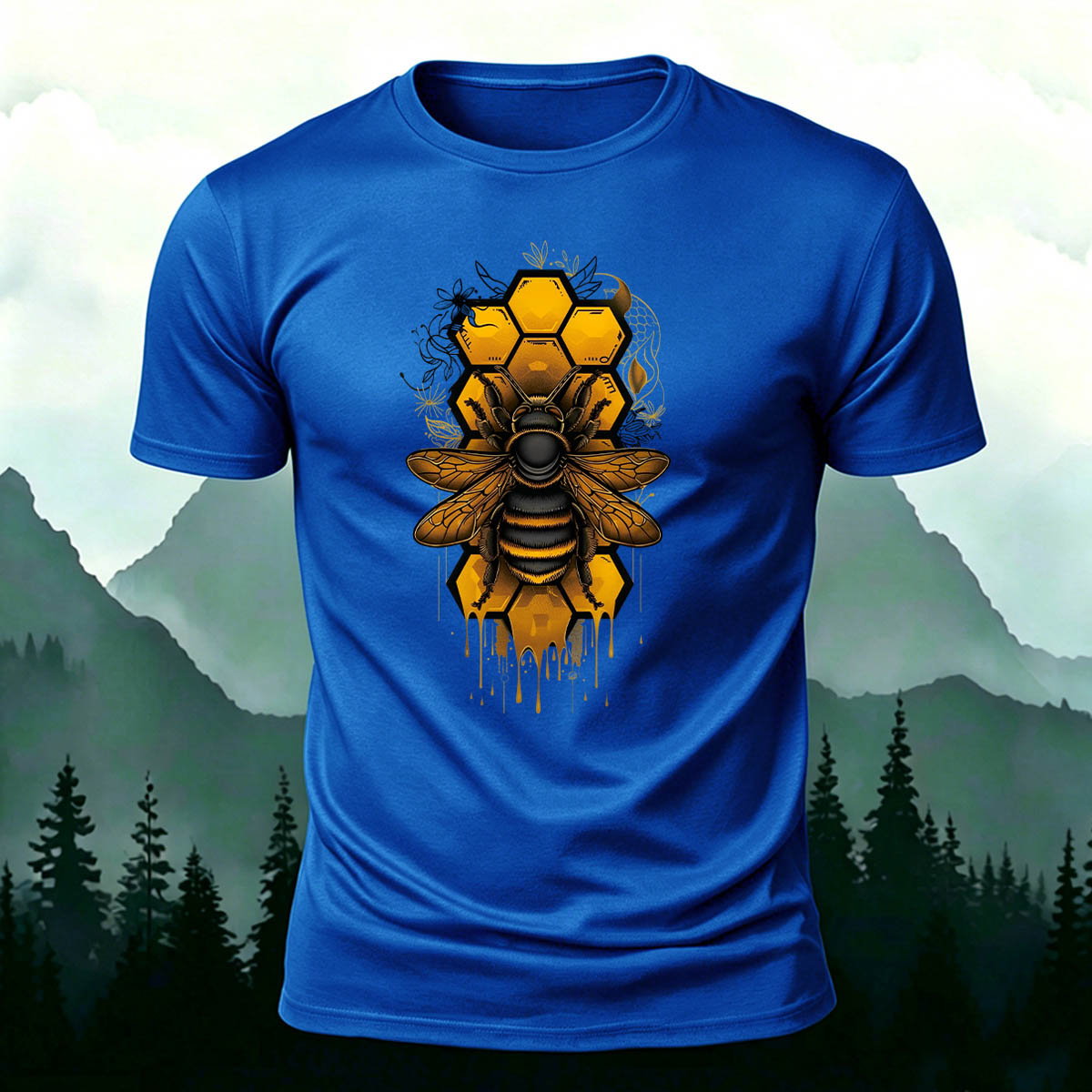Bee Print Casual Natural 100% Cotton T-Shirt