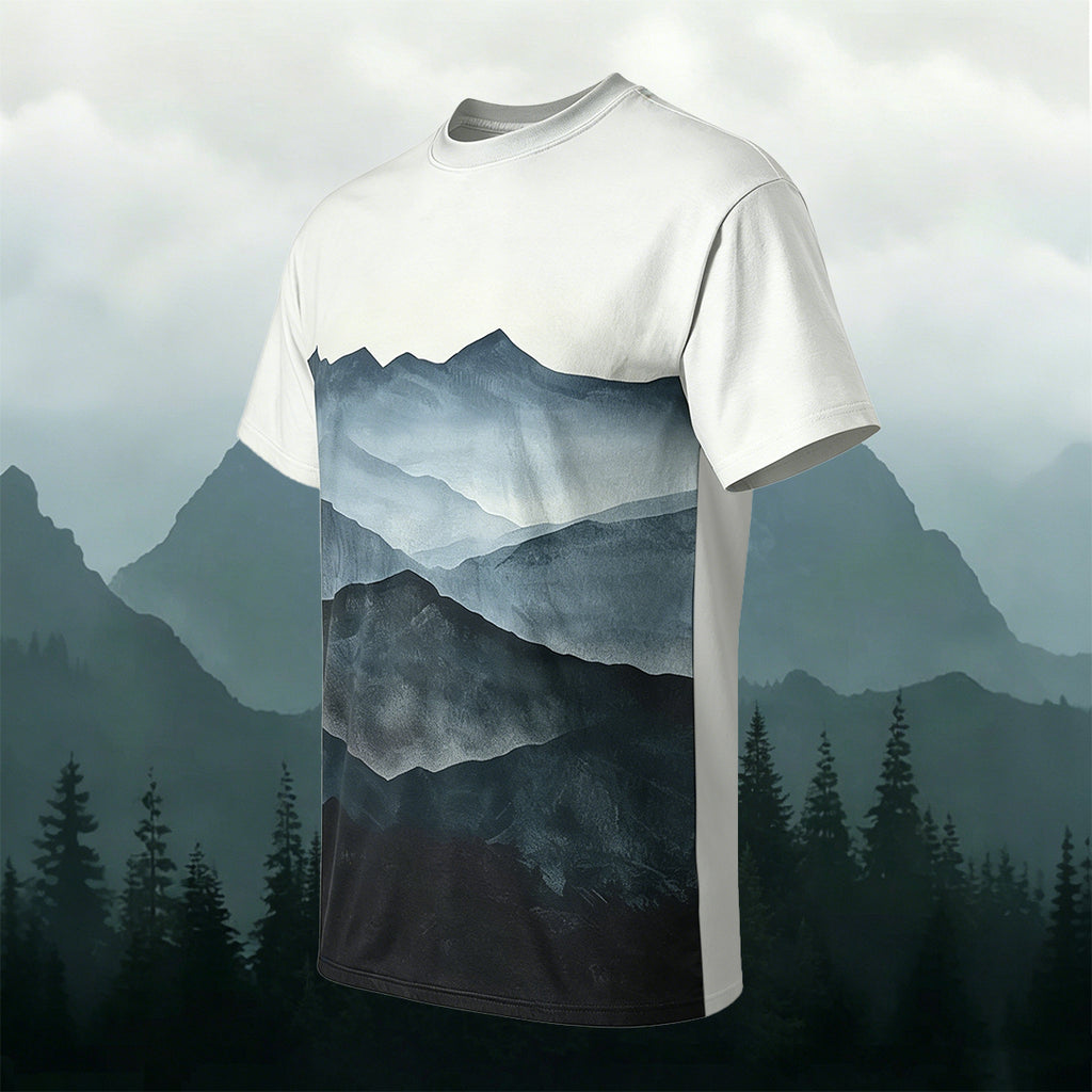 Retro Mountain Scenery Outdoor Casual T-Shirt