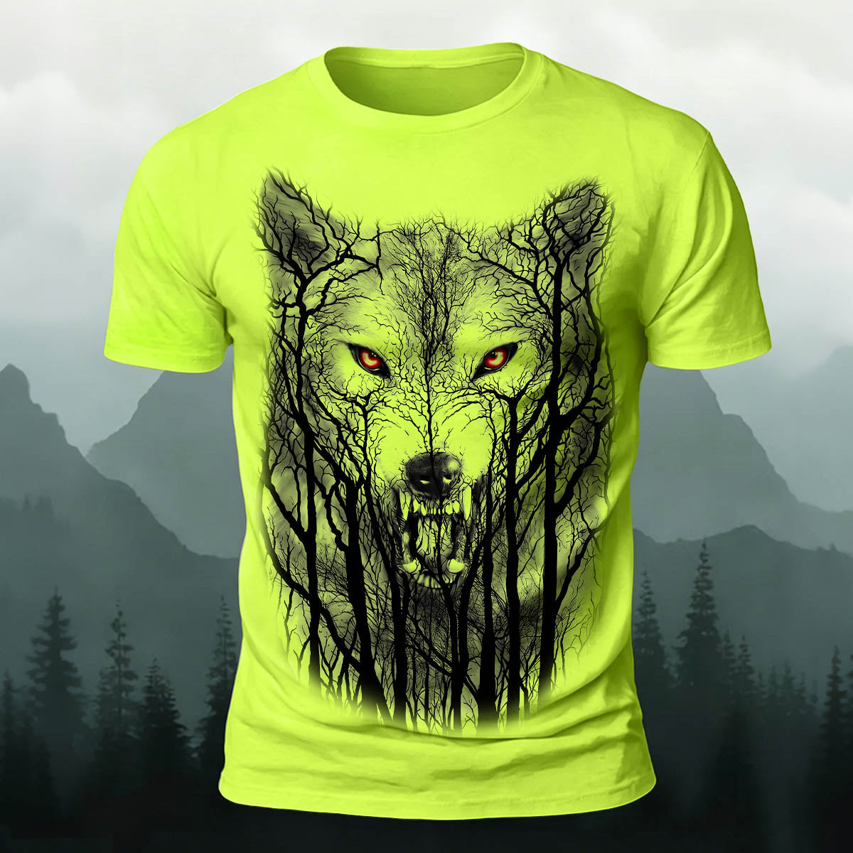 Dark Forest Wolf King Printed Casual Cotton T-Shirt NG
