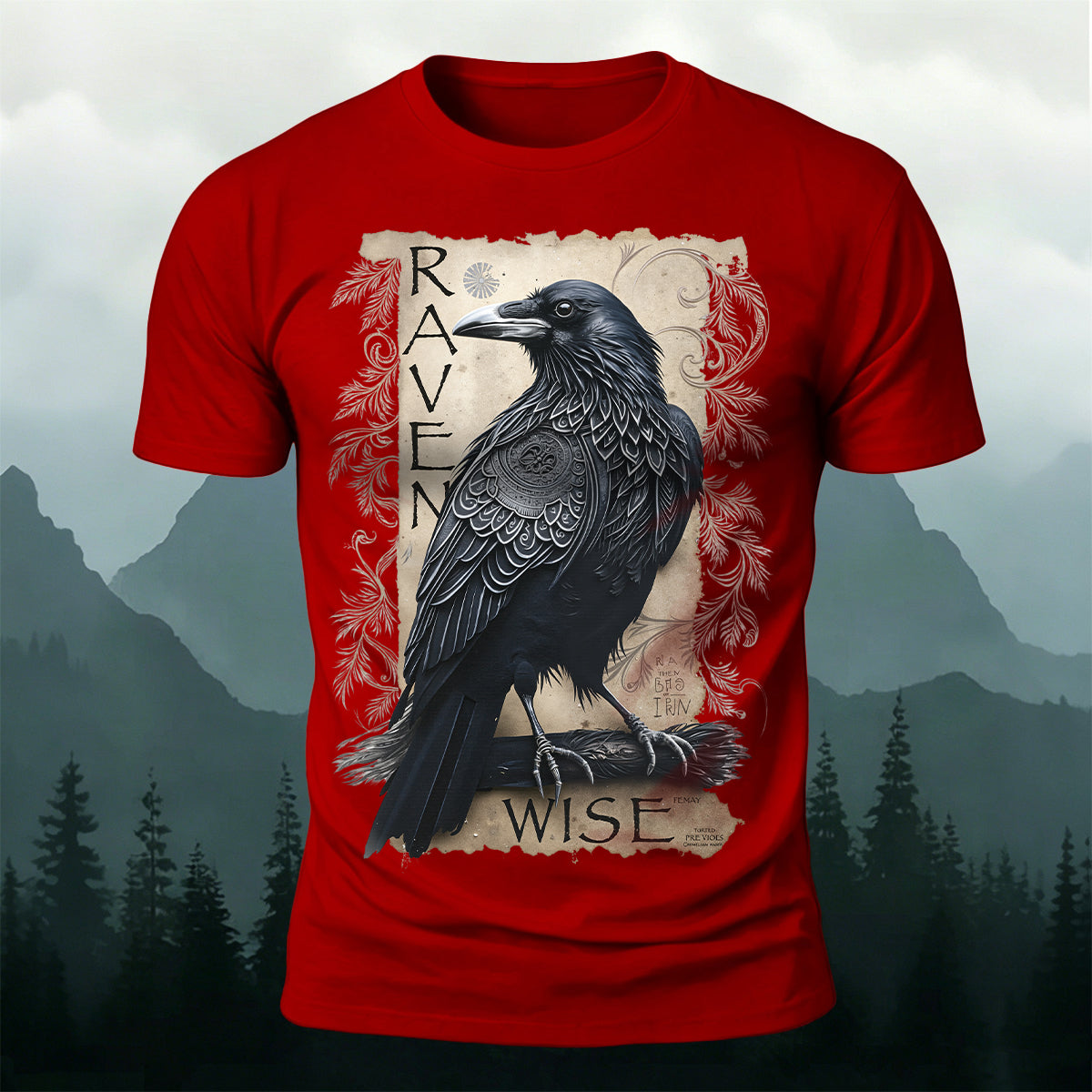 Retro Bird Print Casual Premium Cotton T-Shirt