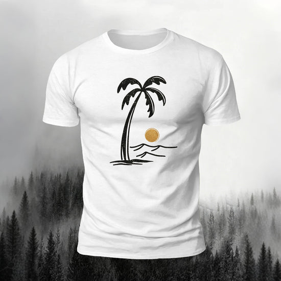 Mountain Series Simple Pattern Cotton Breathable T-Shirt White