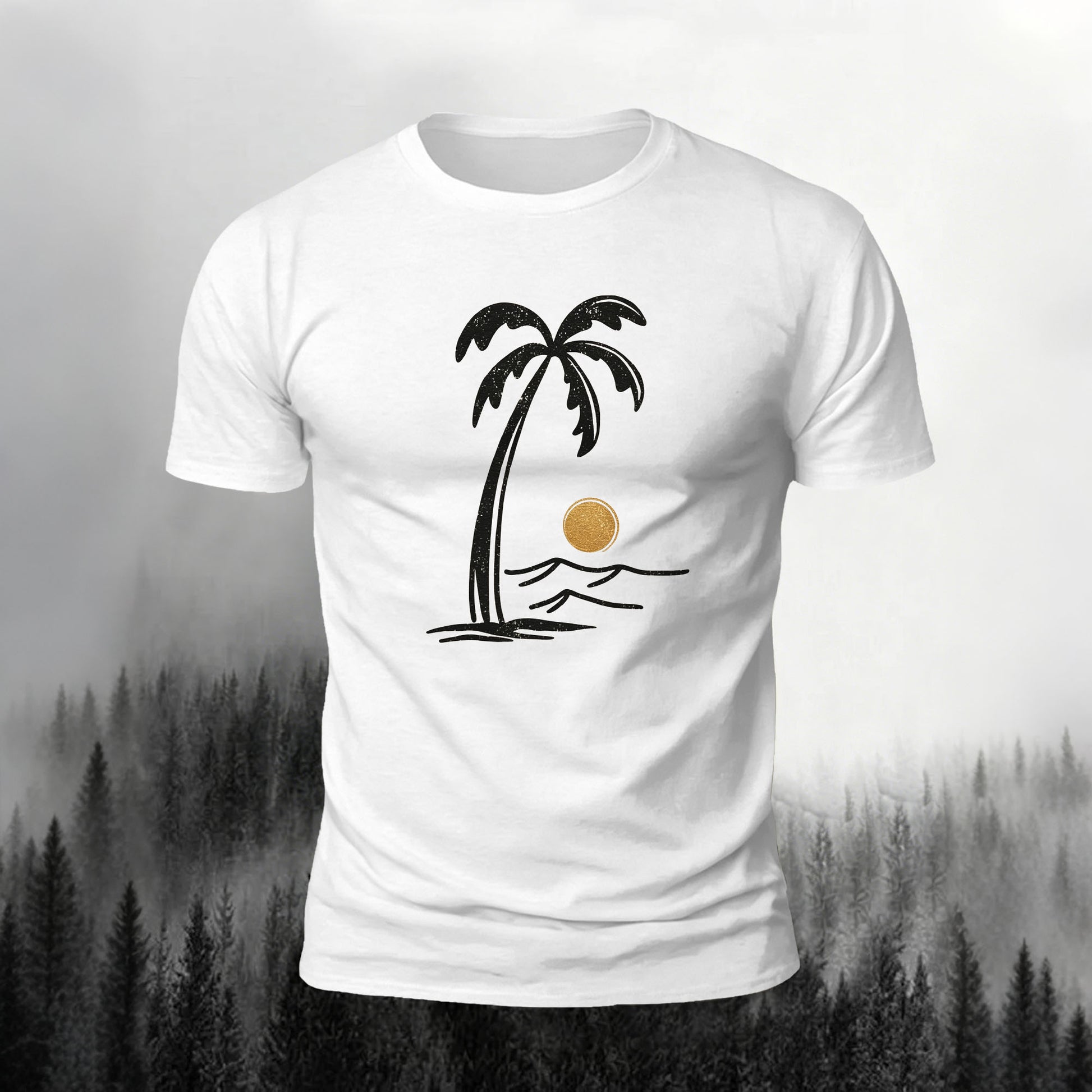 Mountain Series Simple Pattern Cotton Breathable T-Shirt White