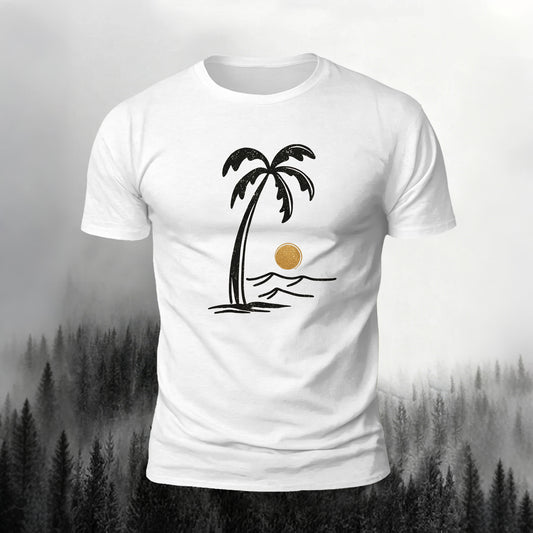 Mountain Series Simple Pattern Cotton Breathable T-Shirt White