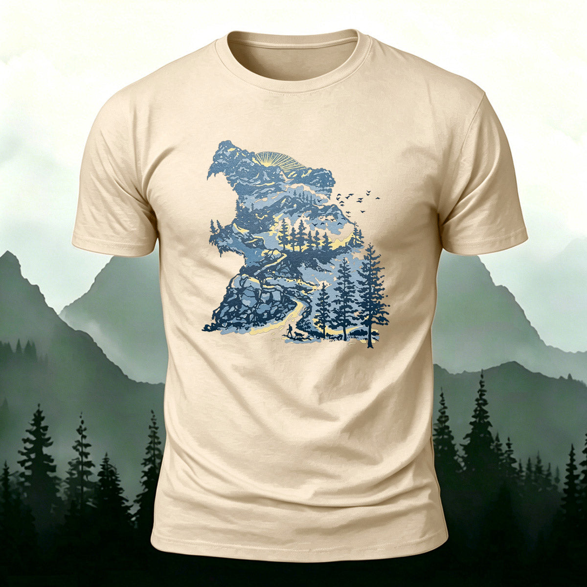 Art Forest Print Casual Soft-Touch Cotton T-Shirt