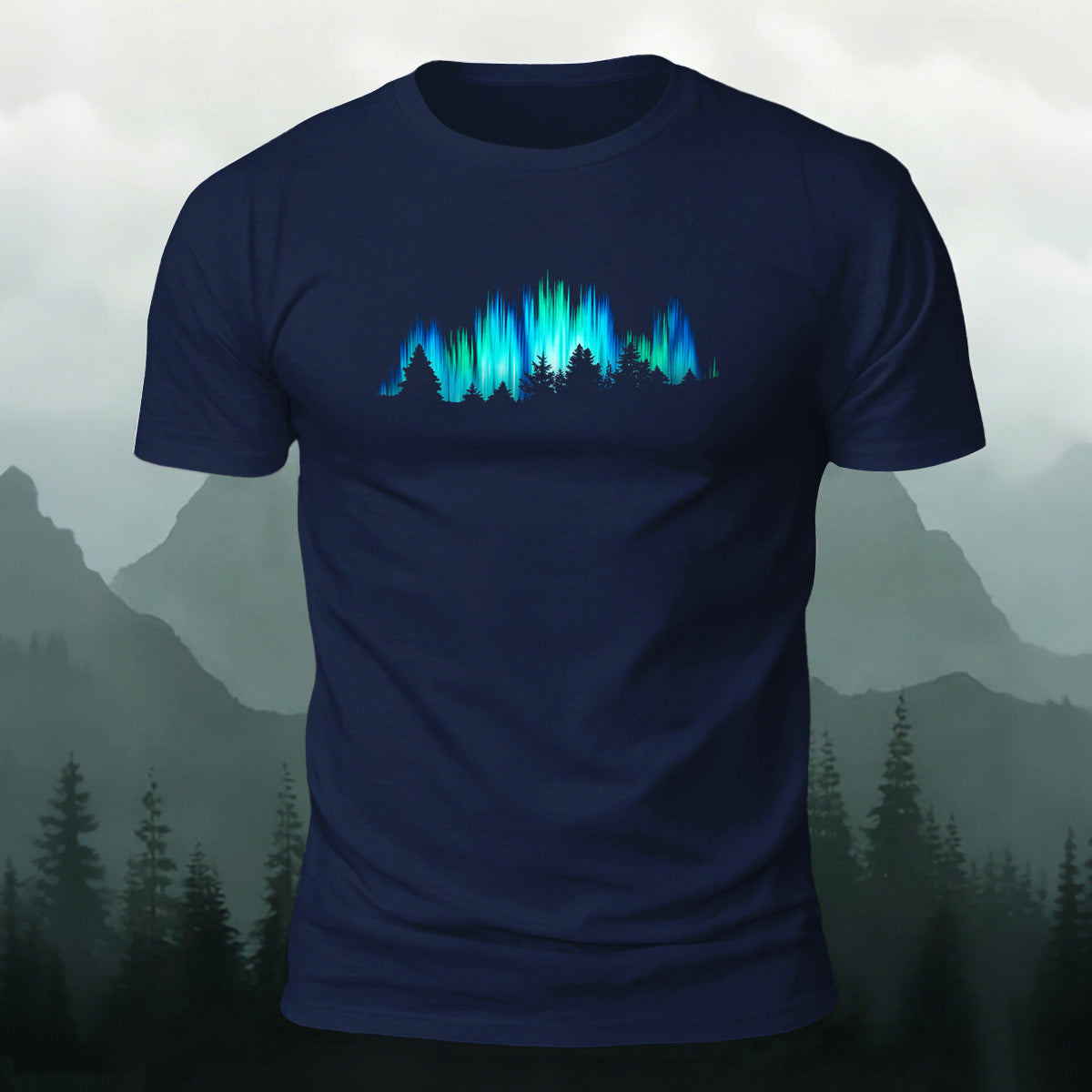 Gorgeous Night View Print Natural Style Breathable T-Shirt Navy