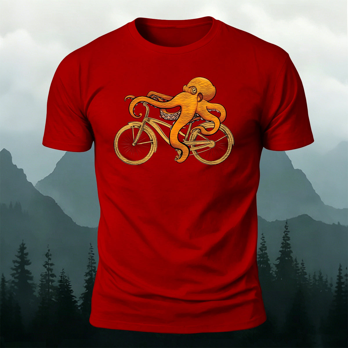 Fun Octopus Natural Casual 100% Cotton T-Shirt