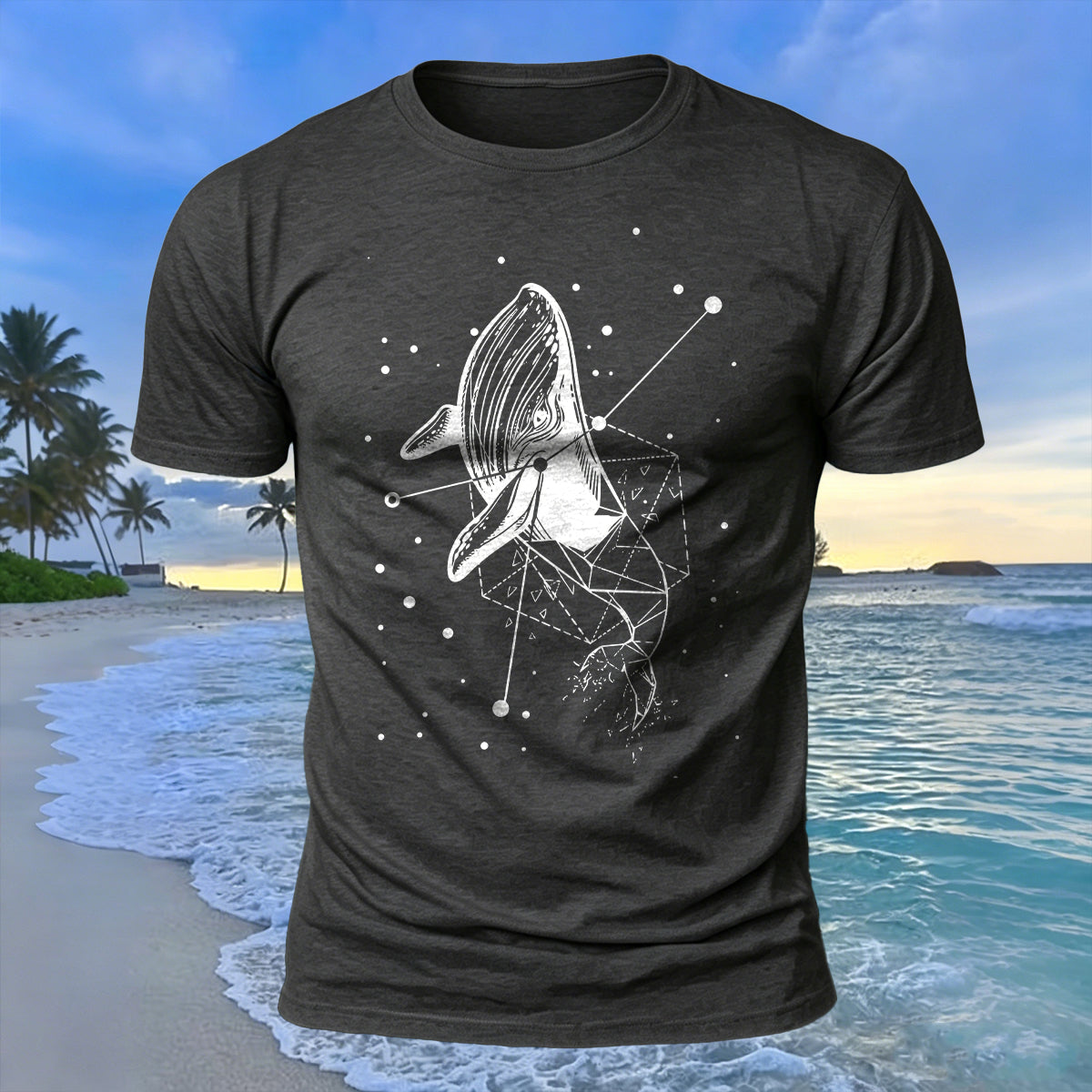 Whale Geometric Print 100% Cotton Soft-Touch T-Shirt