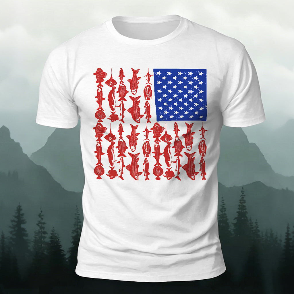 Fishes Pattern Soft-touch Feel Casual T-shirt