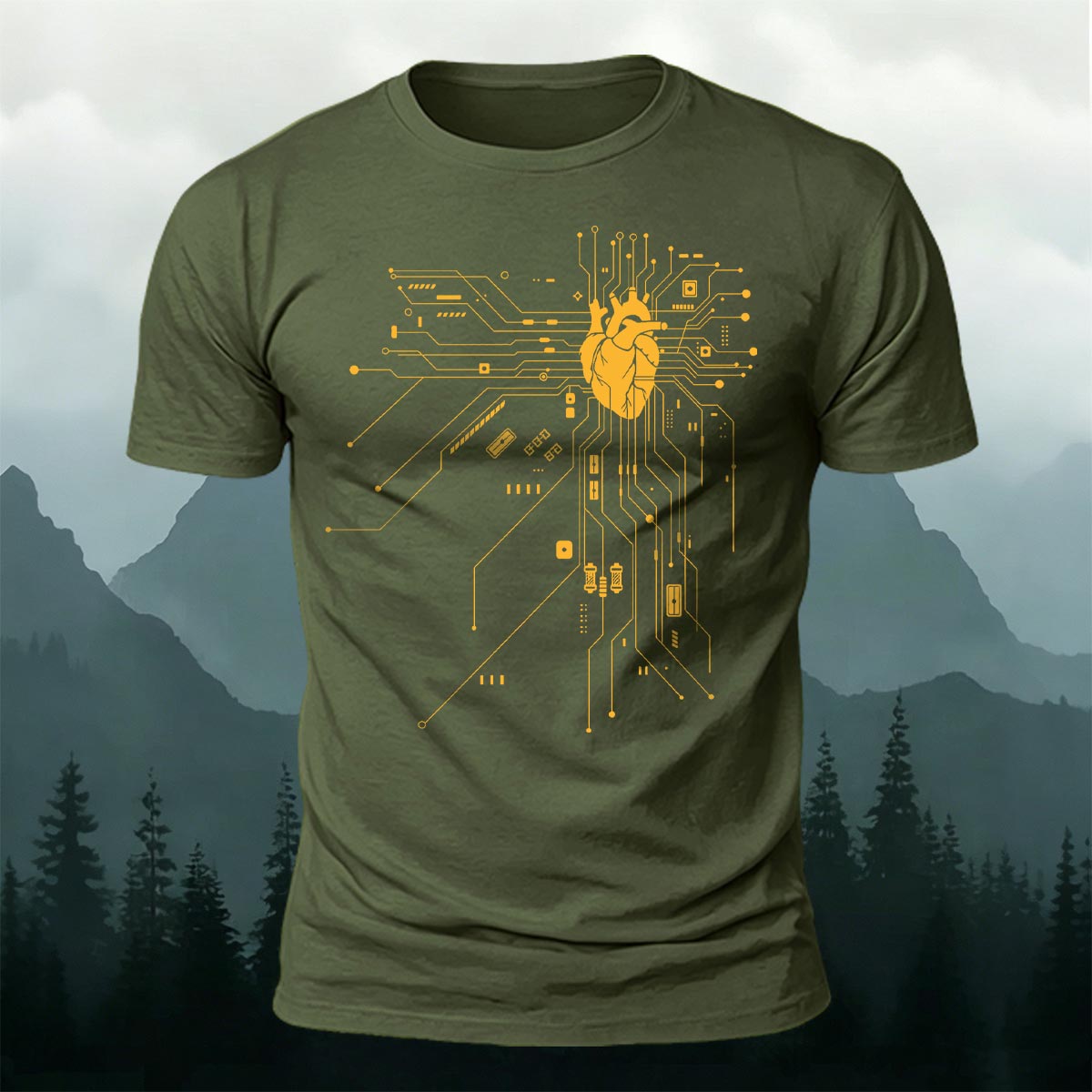 Creative Heart Pattern Combed Cotton T-Shirt
