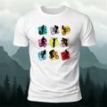 Colorful Nine-Grid Cycling Series Printed Cotton T-Shirt
