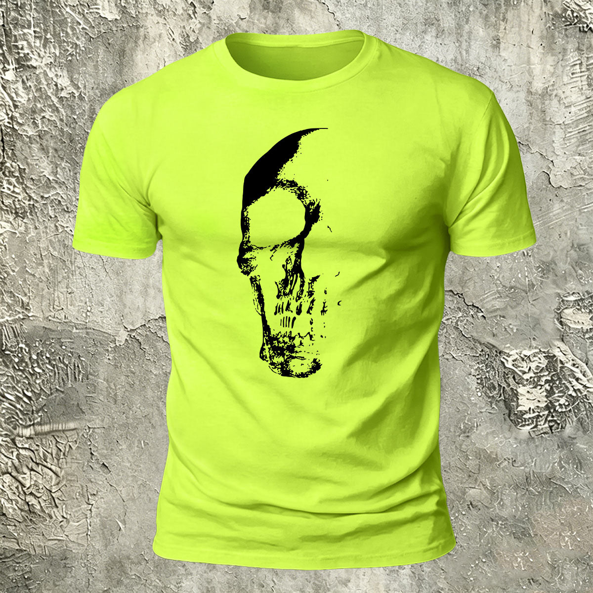 Skull Gradient Print Cotton Crew Neck T-Shirt