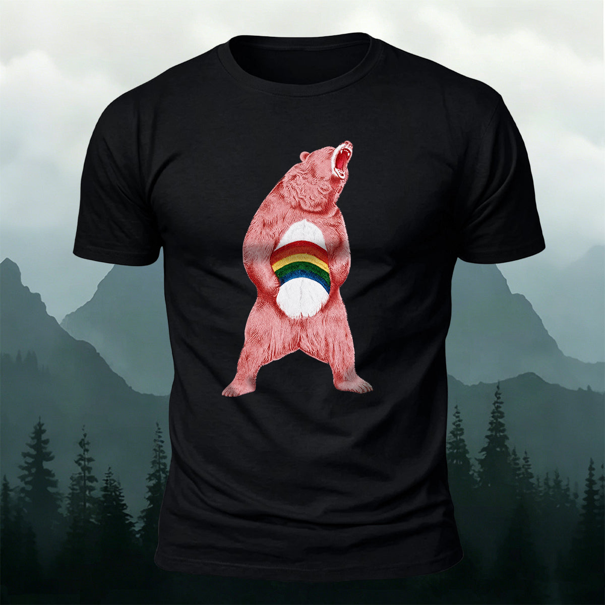 Angry Brown Bear Print Versatile Outdoor T-Shirt