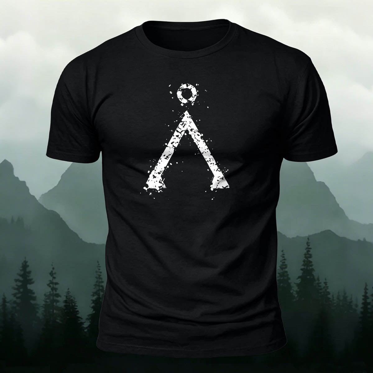 Triangle-Patterned Printed Casual Cotton T-Shirt