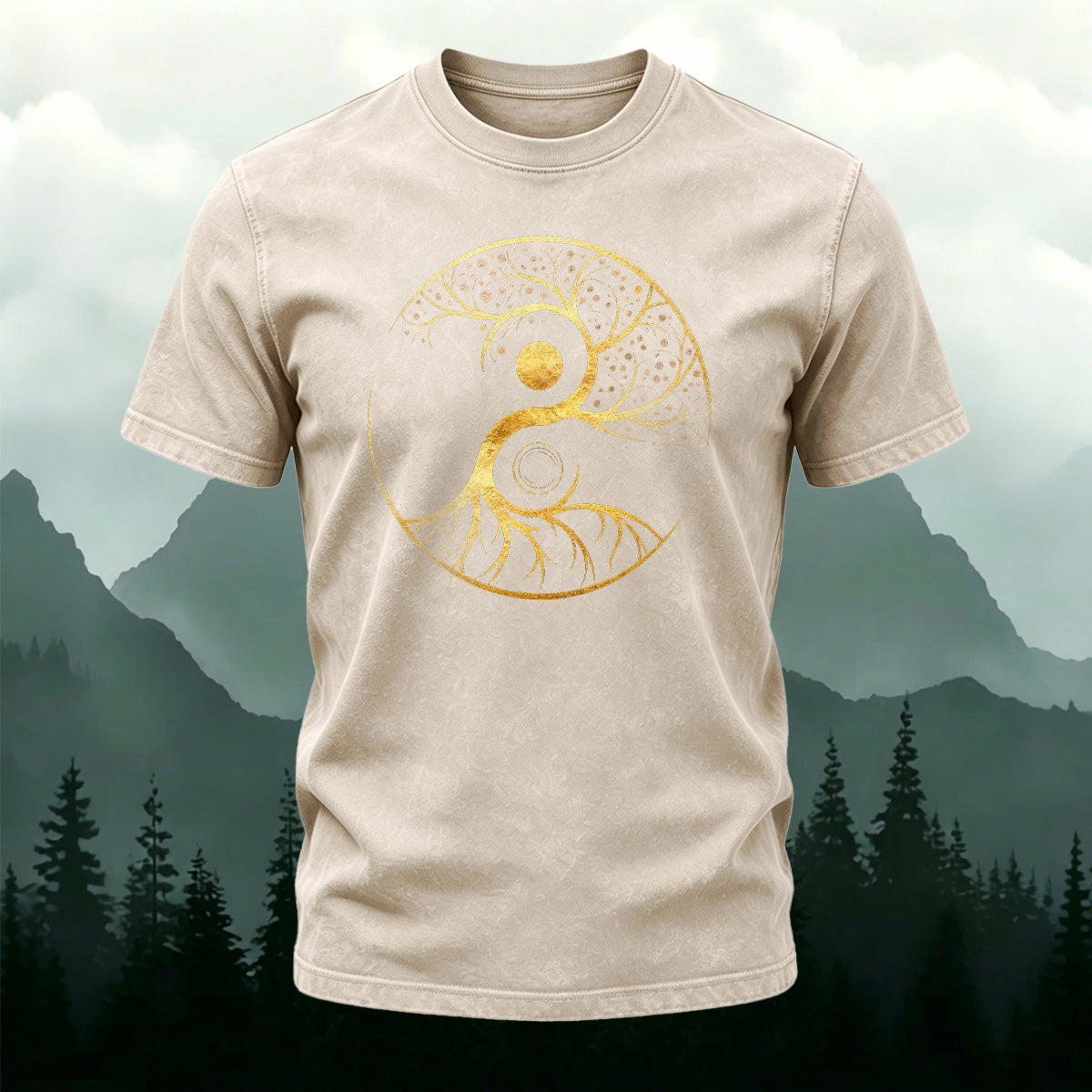 Tree Pattern Print Ultra-soft Fabric Casual T-Shirt