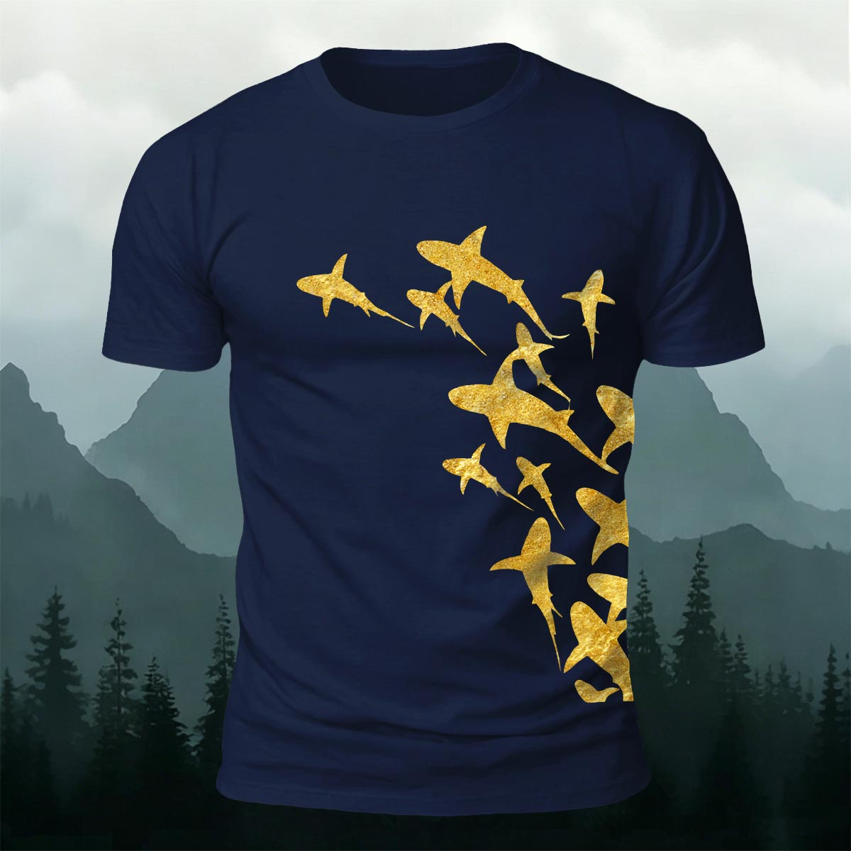 Fish Print Trendy Premium Cotton Casual T-Shirt