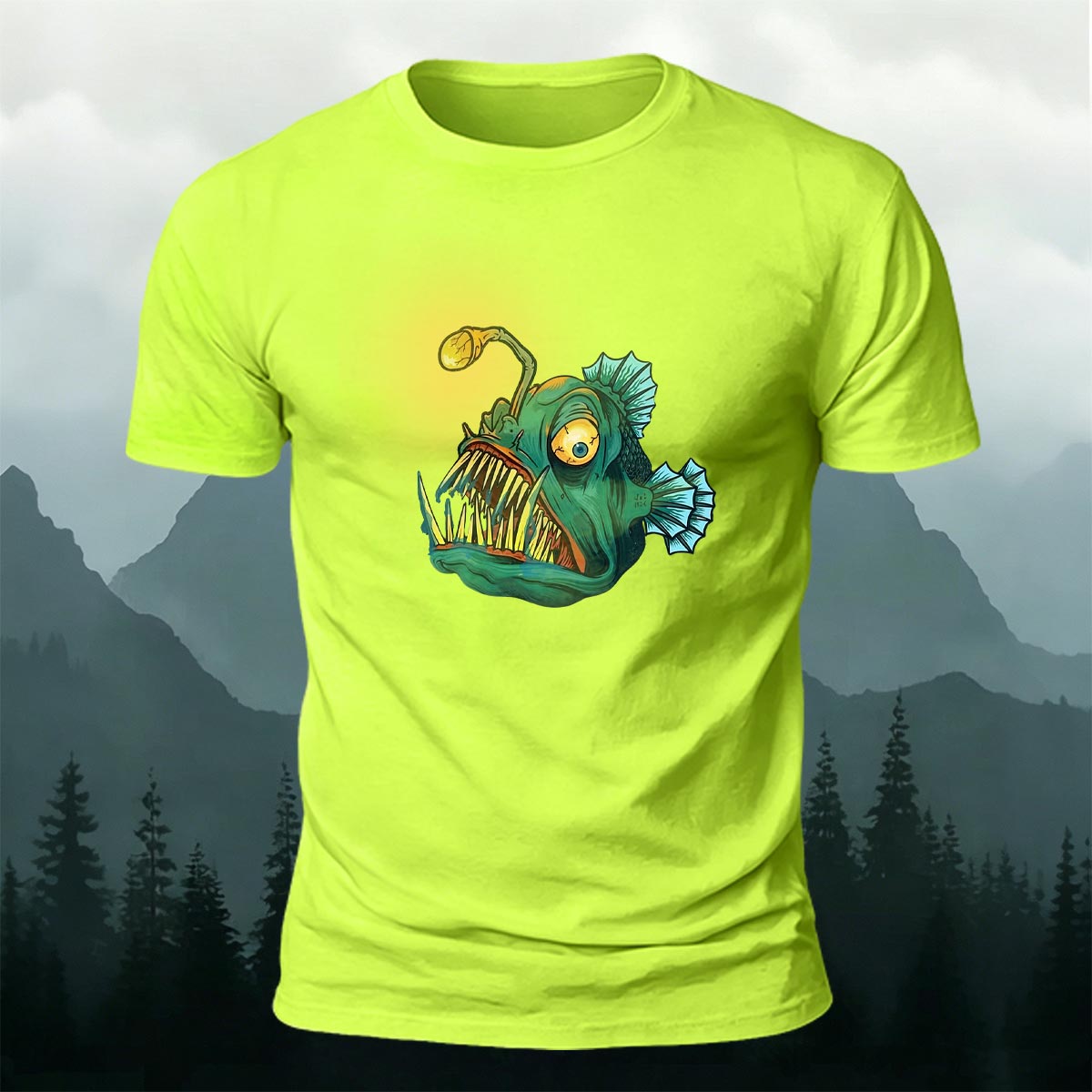 Fun Lantern Fish Graphic Fashion Premium Cotton Tee