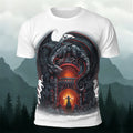 Dark Demon Dragon Print Vintage Casual T-shirt