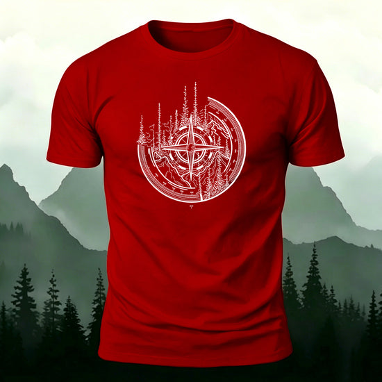Design-style Pattern Outdoor Trendy Premium Cotton Tee Red