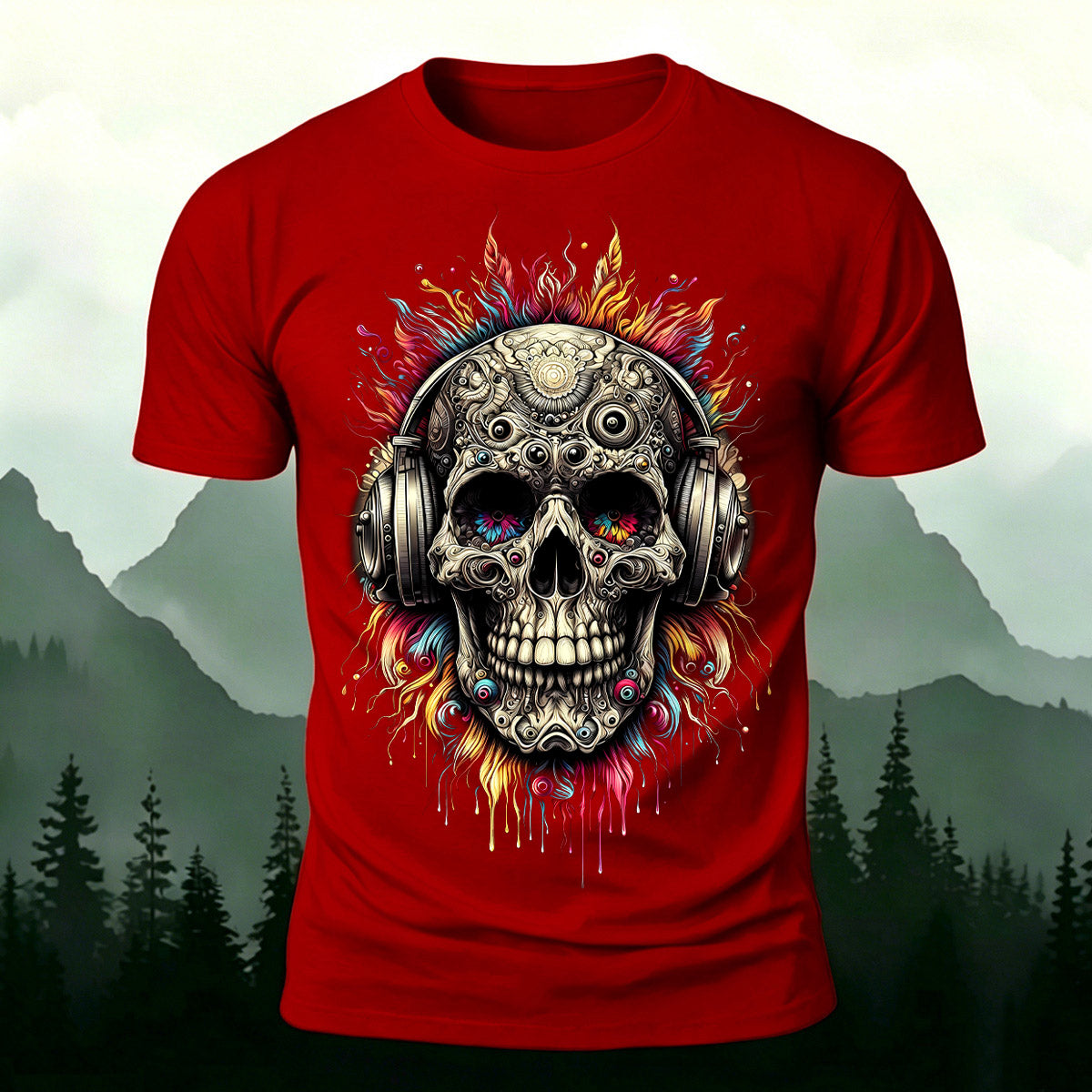 Music Skeleton Print Casual Skin-Friendly T-Shirt