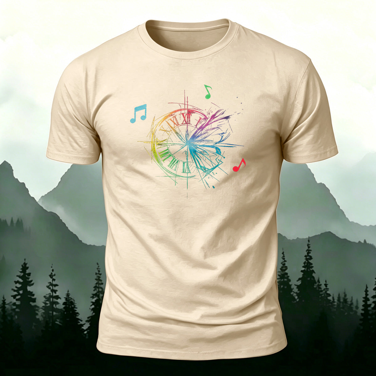 Musical Note Pattern Simple Outdoor Style Casual T-Shirt