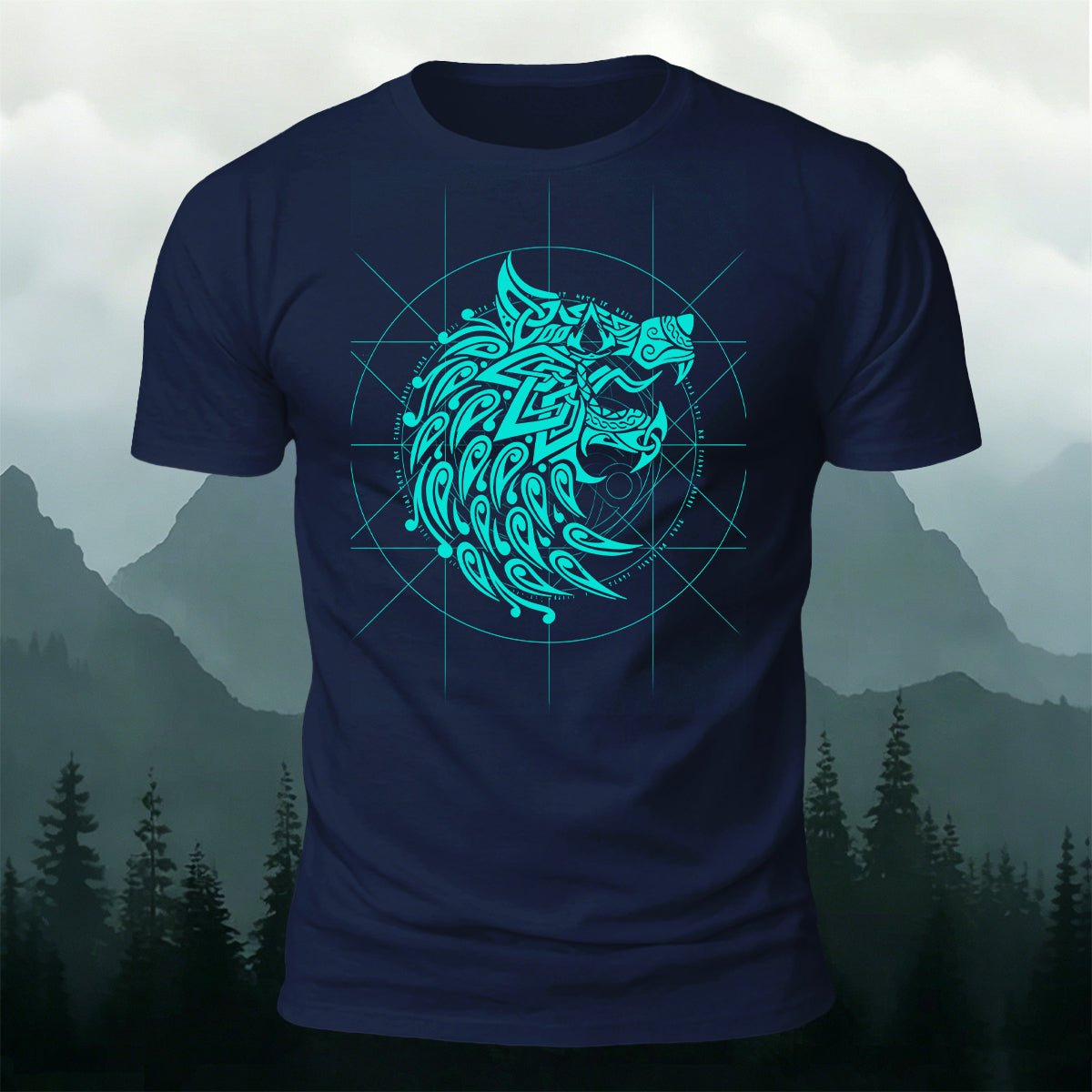 Viking Fenrir Wolf Premium Cotton Casual T-Shirt Navy