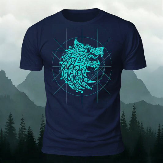 Viking Fenrir Wolf Premium Cotton Casual T-Shirt Navy