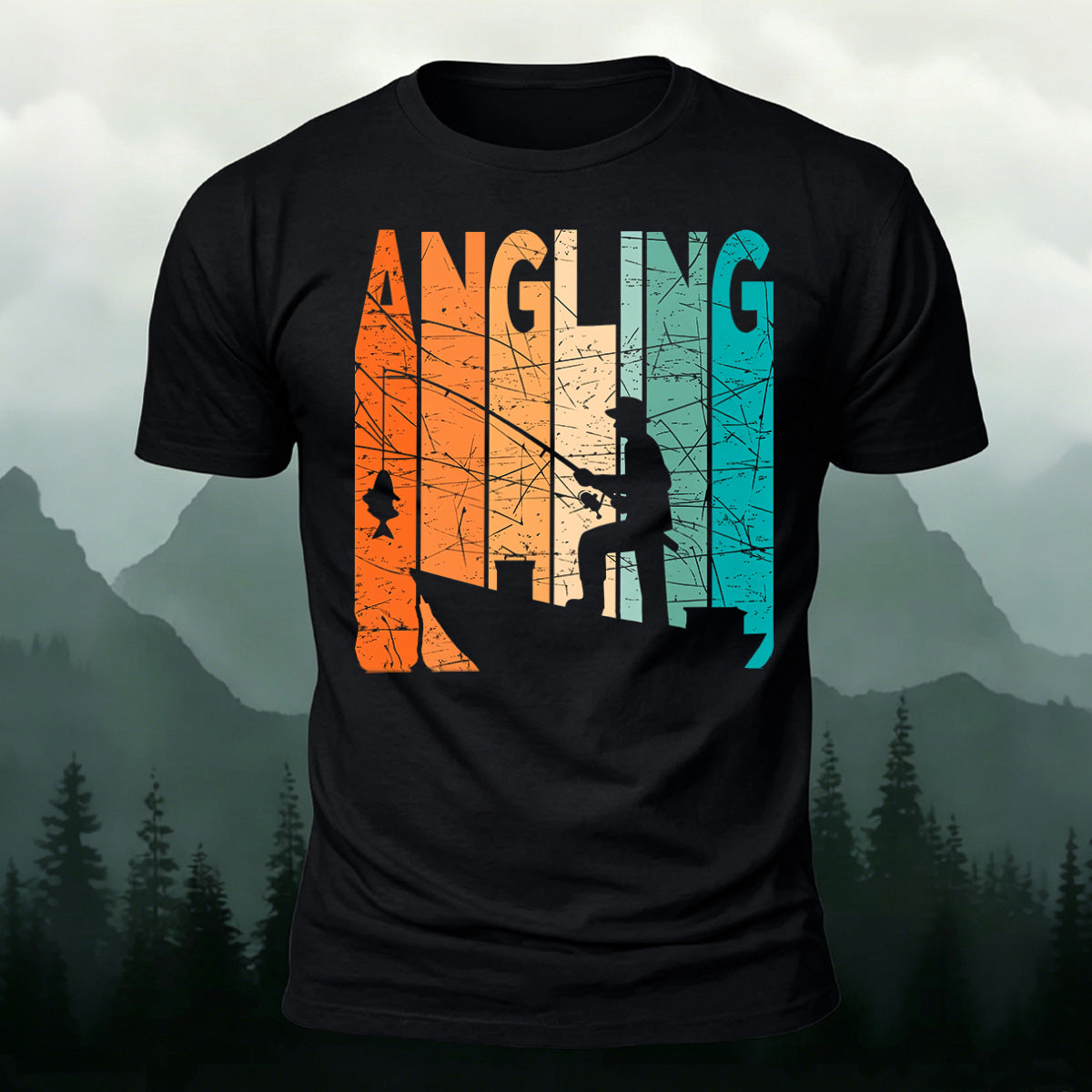 Angling Colorful Pattern Casual Premium Cotton T-shirt