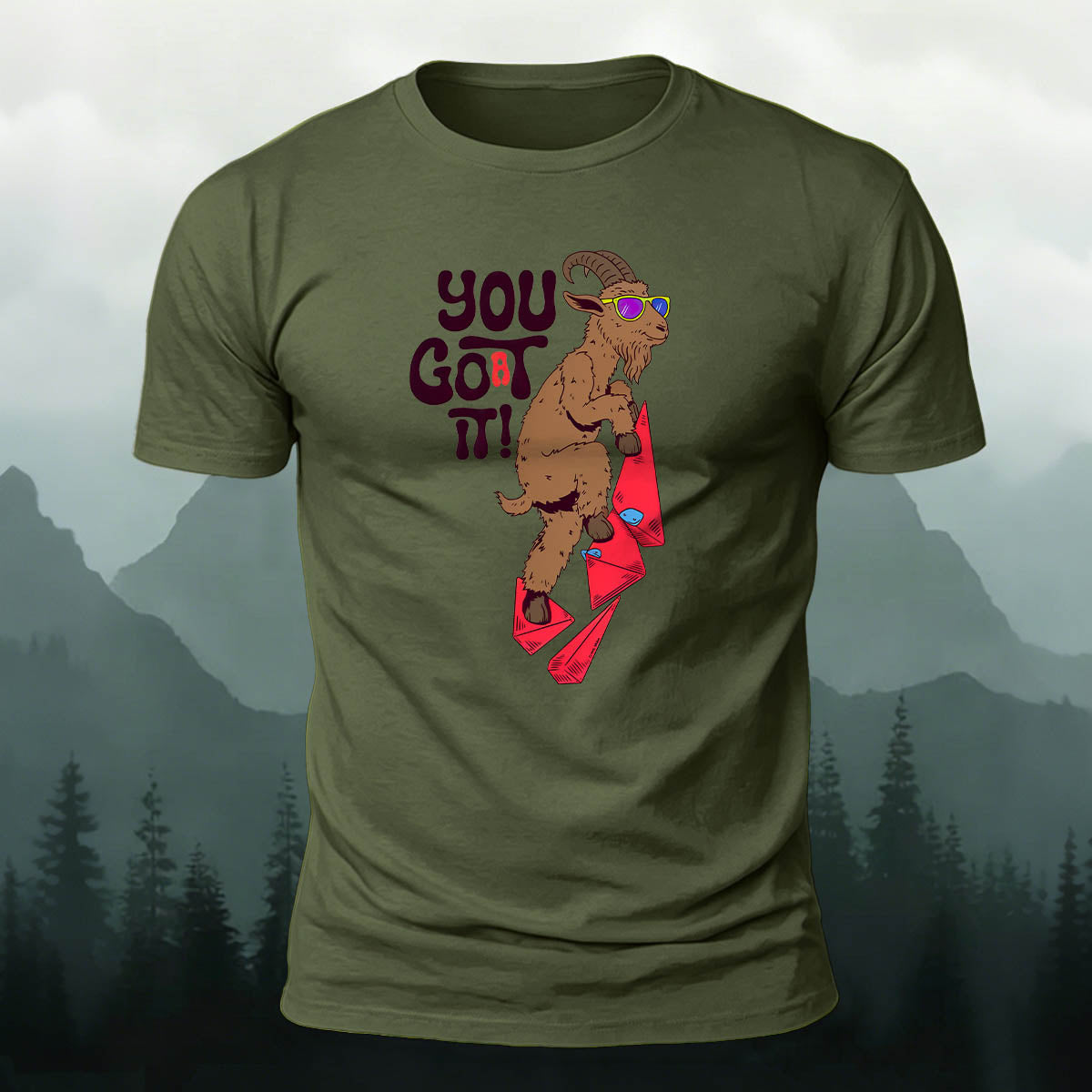 Rock-Climbing Goat Print Outdoor Cotton T-Shirt