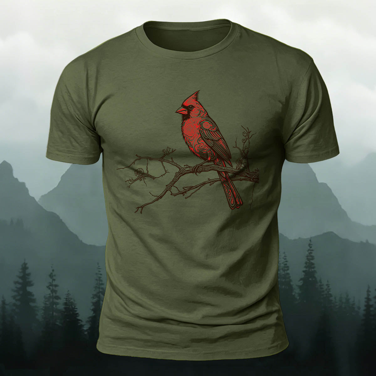 Vintage Red Cardinal Casual 100% Cotton T-Shirt