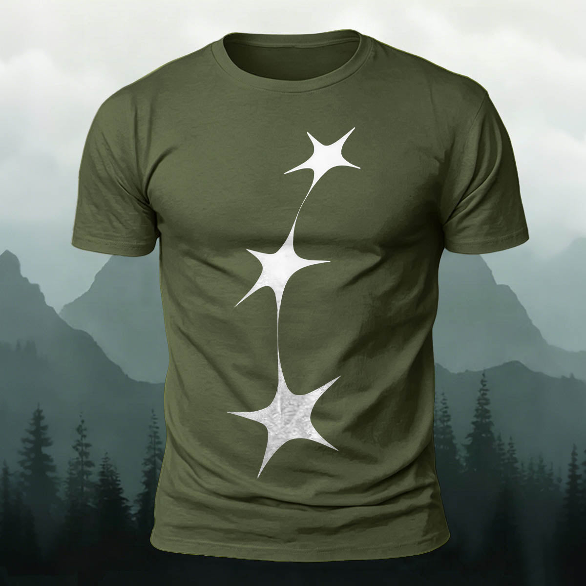 String of Stars Print Versatile Cotton T-Shirt