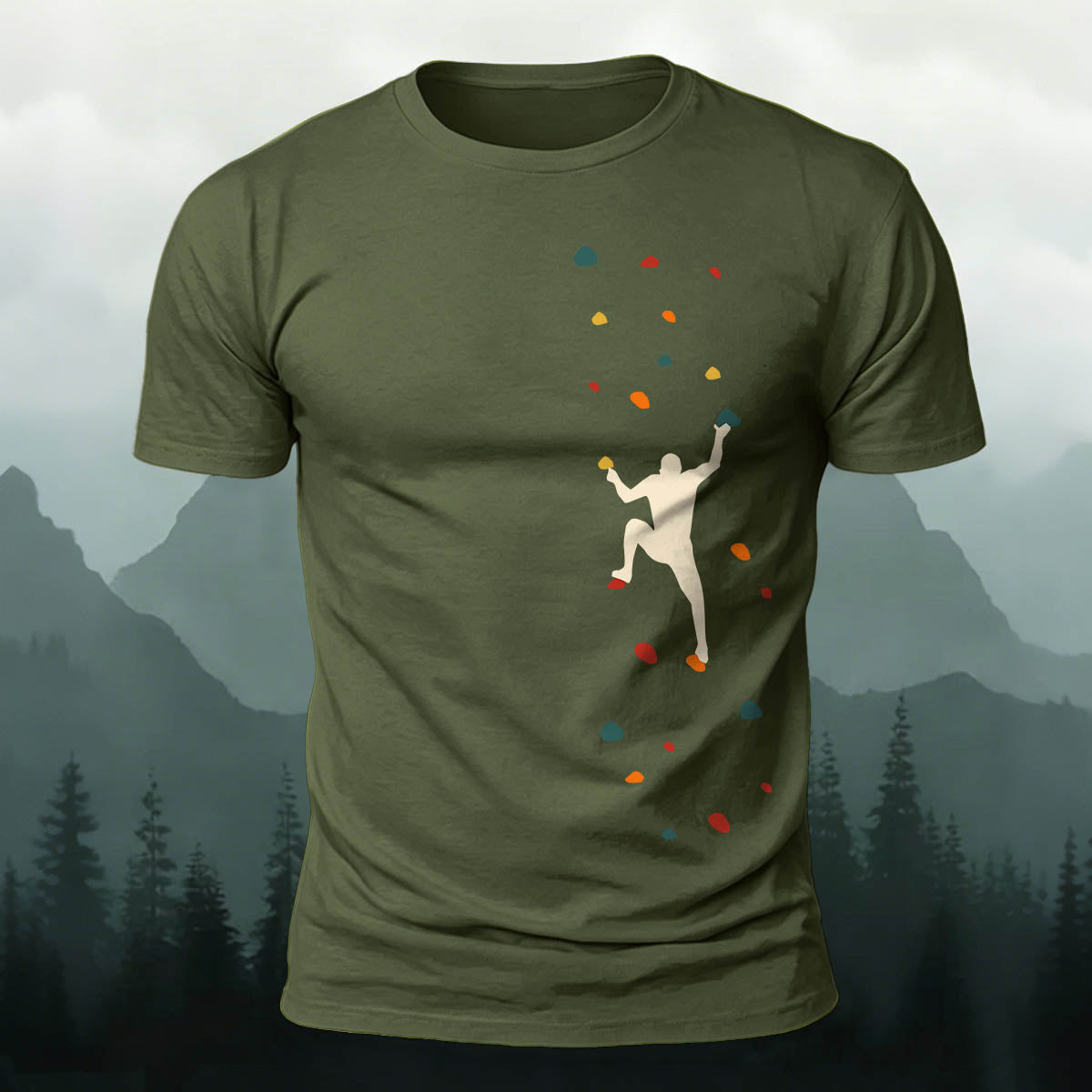 Rock Climbing Print Outdoor Cotton T-Shirt